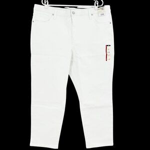 NWT Terra & Sky Womens Straight High Rise Stretch White Denim Jeans Plus Sz 20WP